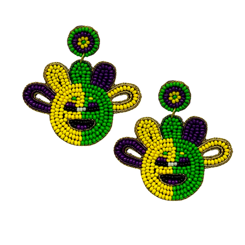 Mardi Gras Smiley Face Earrings (Pair)