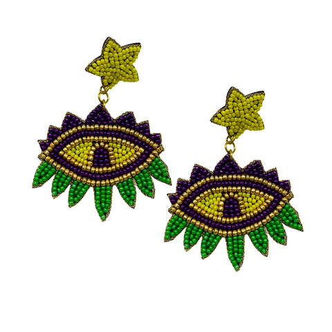 Mardi Gras Evil Eye Earrings (Pair)