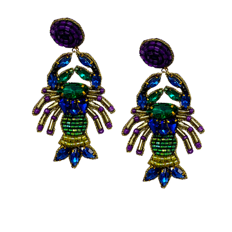 Rhinestone Crawfish Earrings (Pair)