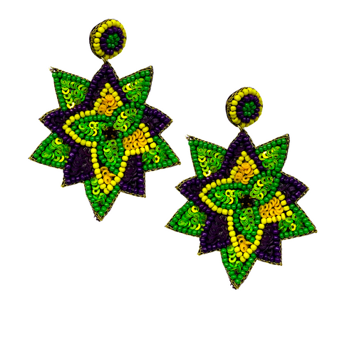 Mardi Gras Flower Earrings (Pair)