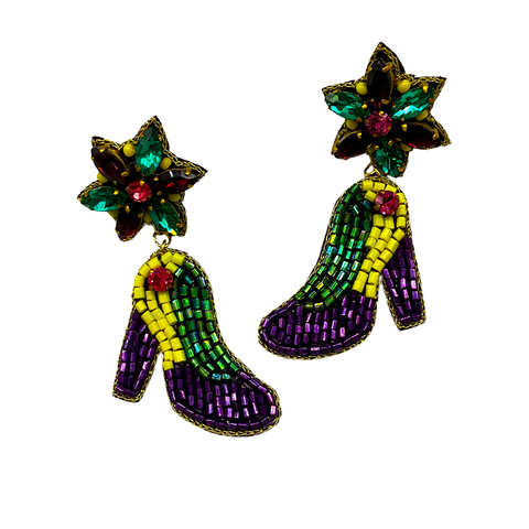 Mardi Gras High Heel Earrings (Pair)