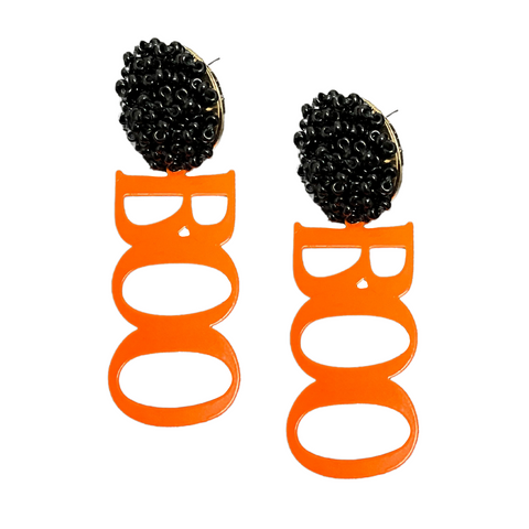 BOO Orange and Black Earrings (Pair)