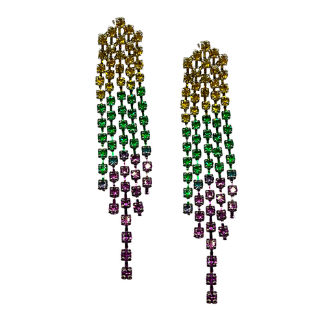 Mardi Gras Rhinestone Ombre Earrings (Pair)