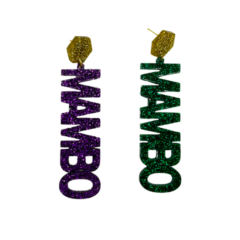 Mardi Gras Mambo Glitter Acrylic Earrings (Each)