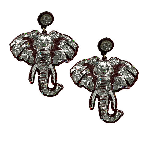 Glittered Elephant Dangle Earrings (Each)