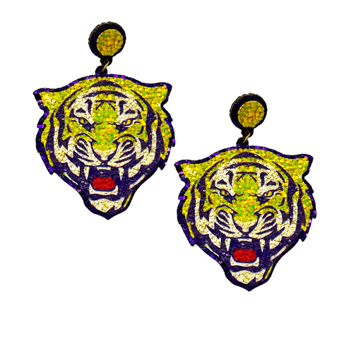 Tiger Game Day Glitter Dangle Earrings (Each)