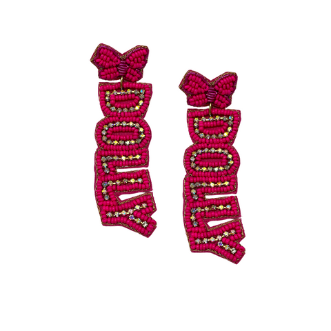 Hot Pink Dolly Beaded Earrings (Each)