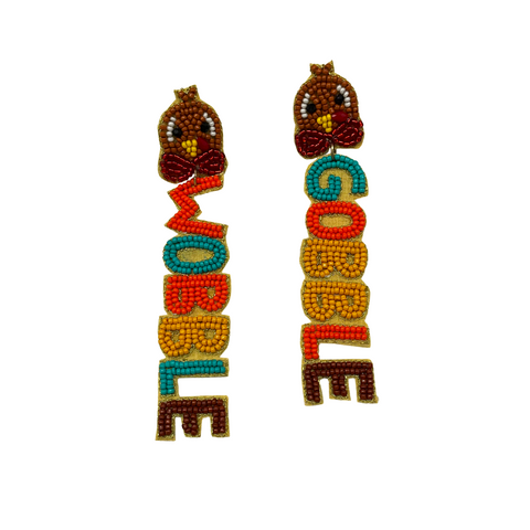 Thanksgiving Gobble Wobble Beaded Earrings (Each)