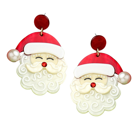 Christmas Santa Glitter Earrings (Pair)