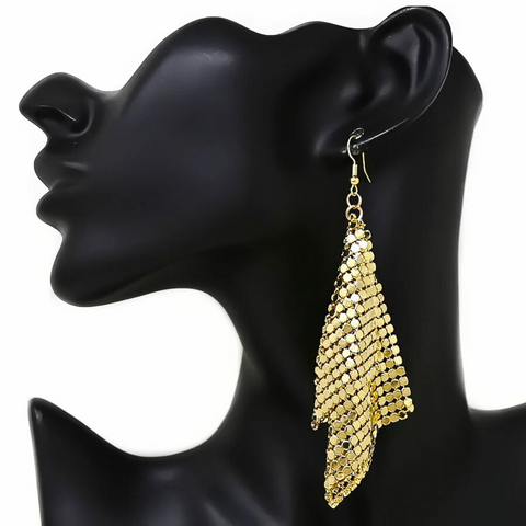 Gold Mesh Dangle Earrings (Pair)