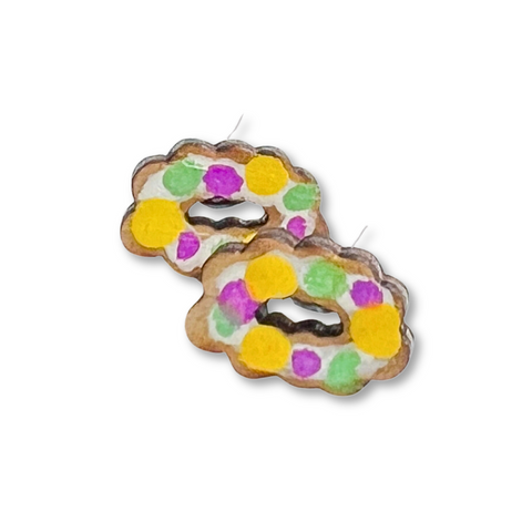 Mardi Gras King Cake Stud Earrings (Pair)