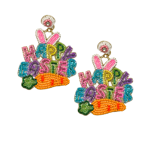 Happy Easter Beaded Earrings (Pair)