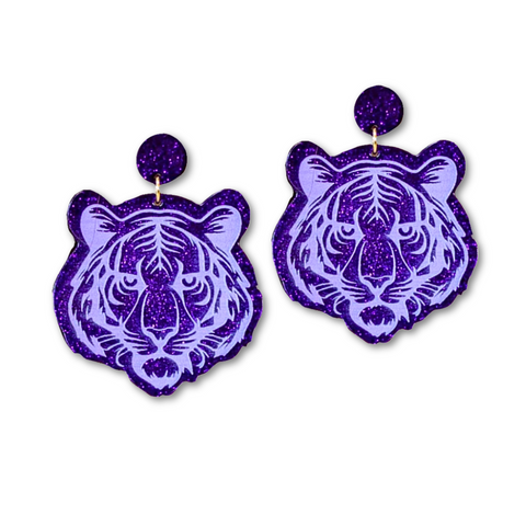 Purple Tiger Acrylic Earrings (Pair)