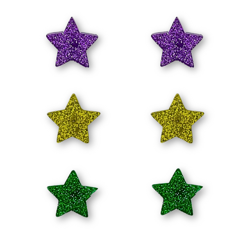 Mardi Gras Star Stud Earrings (Pair)