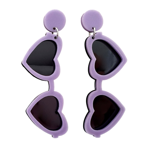 Purple Mirrored Sunglass Earrings (Pair)