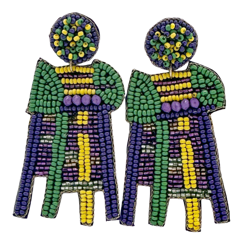 Mardi Gras Beaded Ladder Earrings (Pair)