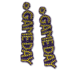 Purple and Gold Rhinestone Game Day Earrings (Pair)