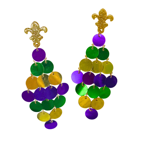 Mardi Gras Sequin Dangle Earrings (Pair)