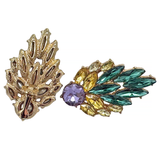 Purple, Yellow, and Green Jeweled Cluster Earrings (Pair)