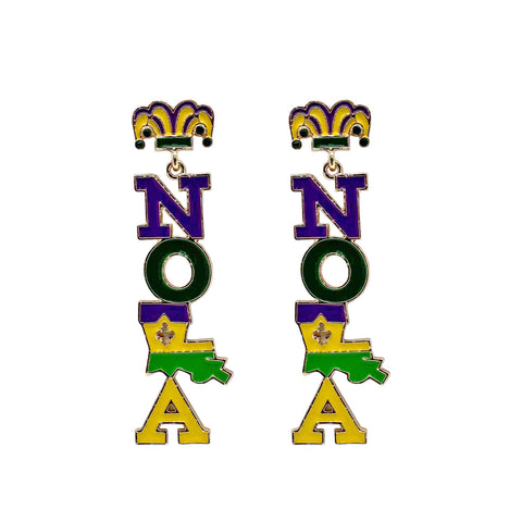 Mardi Gras Nola Acrylic Drop Earrings (Pair)
