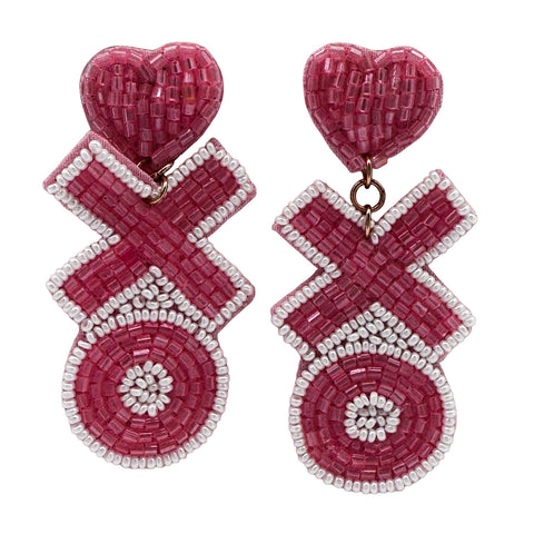 Pink and White XOXO Dangle Earrings (Pair)