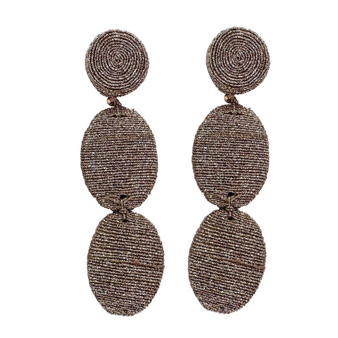 Tan Metallic Drop Earrings (Pair)