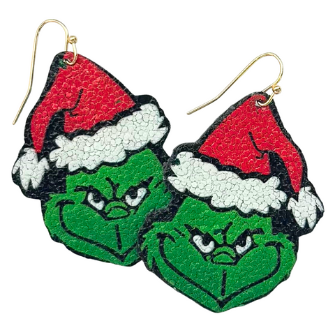 Christmas Grinch Dangle Earrings (Pair)