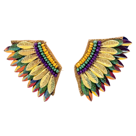 Mardi Gras Wing Earrings (Pair)