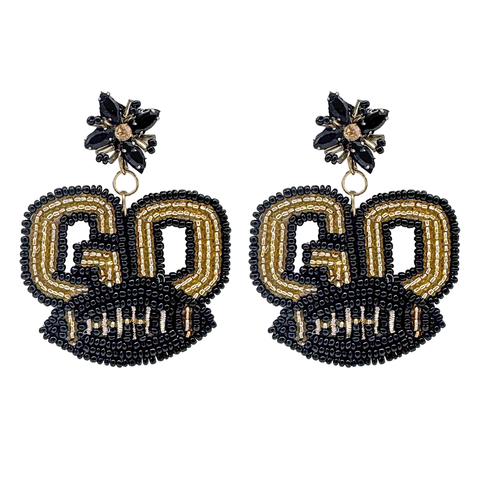 Black and Gold Beaded GO Earrings (Pair)