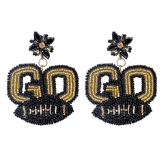 Black and Gold Beaded GO Earrings (Pair)
