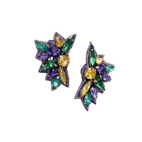 Mardi Gras Gem Cluster Earrings (Pair)