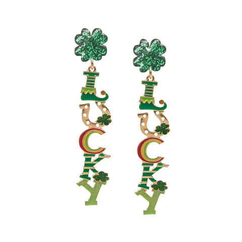 St Patrick's Day Lucky Drop Earrings (Pair)