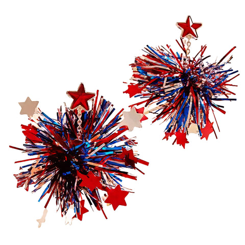 American Pom Pom Tinsel Earrings (Pair)