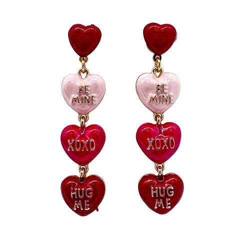 Valentine's Day Candy Heart Drop Earrings (Pair)