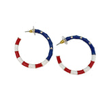 American Flag Enamel Hoop Earrings (Pair)