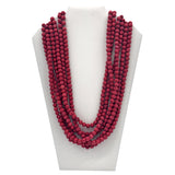 27" Solid Red Volcanic Rock Necklace (Pack of 6)