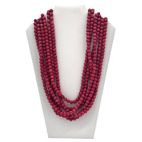 27" Solid Red Volcanic Rock Necklace (Pack of 6)