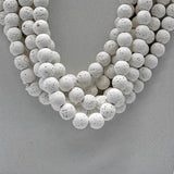 27" Solid White Volcanic Rock Necklace (Pack of 6)