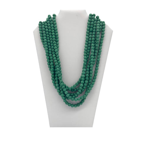 27" Solid Green Volcanic Rock Necklace (Pack of 6)