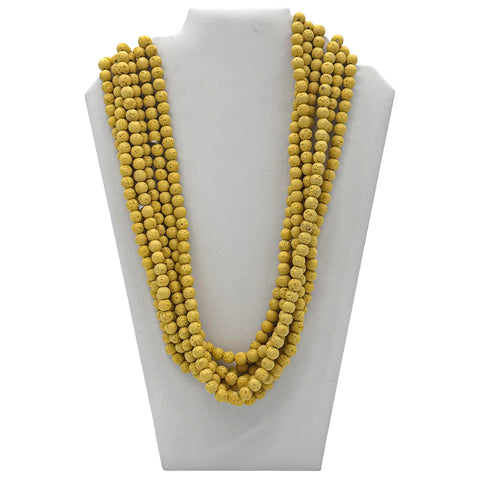 27" Solid Yellow Volcanic Rock Necklace (Pack of 6)