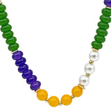 Mardi Gras and Clear Glass Color Block Beaded Necklace (Each)