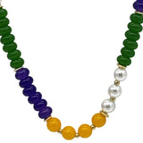 Mardi Gras and Clear Glass Color Block Beaded Necklace (Each)