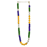 Mardi Gras and Clear Glass Color Block Beaded Necklace (Each)