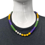 Mardi Gras and Clear Glass Color Block Beaded Necklace (Each)