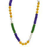 Mardi Gras and Clear Glass Color Block Beaded Necklace (Each)