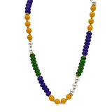 Mardi Gras and Clear Glass Color Block Beaded Necklace (Each)
