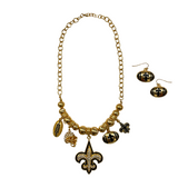 Fleur de Lis Football Charm Necklace & Earrings Set (Each)