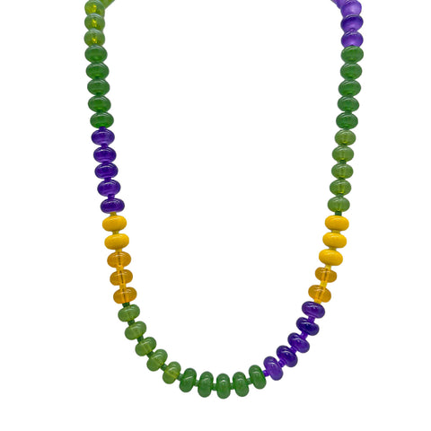 Mardi Gras Color Block Beaded Necklace (Each)