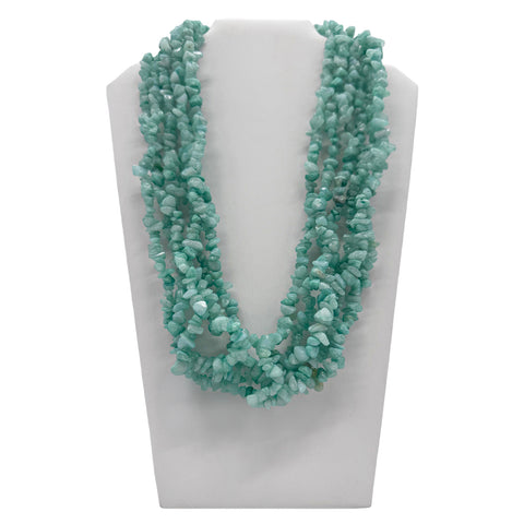 27" Tumbled Aquamarine Stone Necklace (Pack of 6)