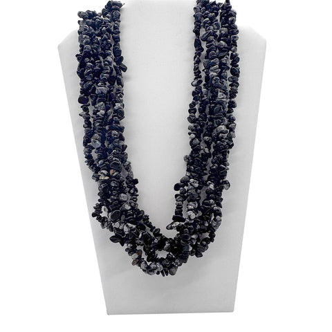 27" Snowflake Obsidian Stone Necklace (Pack of 6)